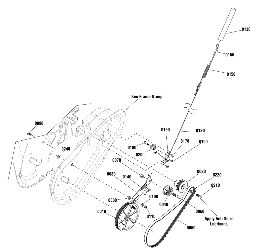 Auger Drive Group Diagram and Parts List for 1696507-00-1222EED 2015 Briggs and Stratton Snow Blower